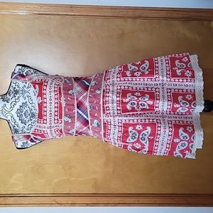 Free People Red Foral Pattern Prarie Dress